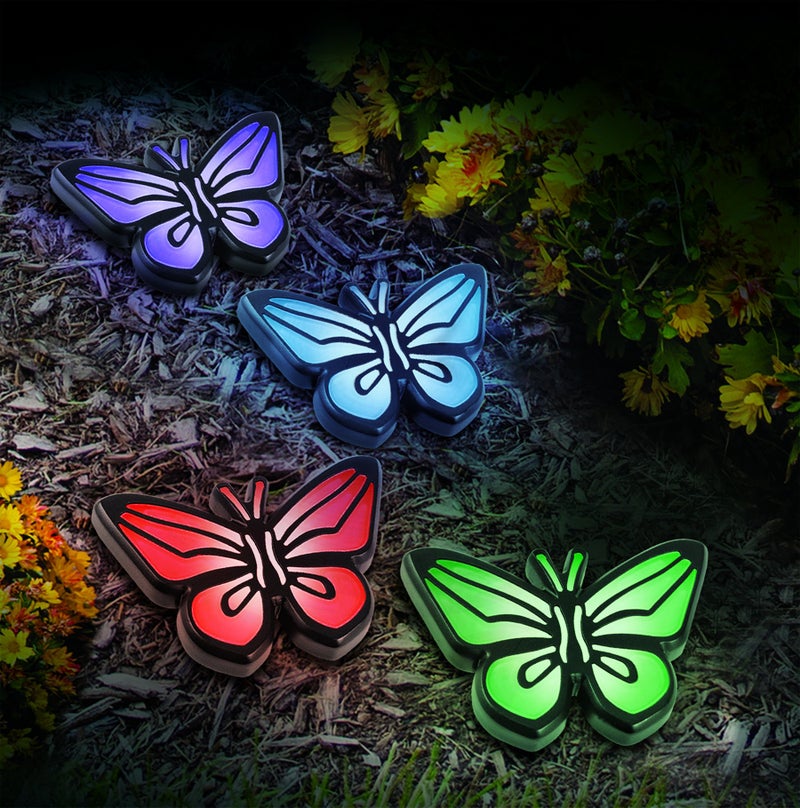 IdeaWorks Butterfly Lights-Sets of 4-Solar Powered-Automatically Turns On at Dusk & Off at Dawn-Space Each Light up to 32â€-Easy Installation, Multicolor - Image 4